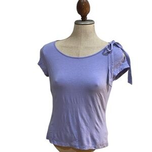 Vintage 90s casual corner Top tie cut out short sleeves purple women’s size PS